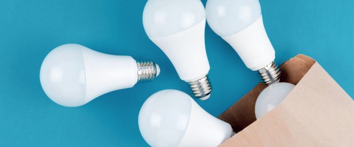 Energy Efficiency: LED Lighting Upgrades for the Home LED light bulbs on blue background
